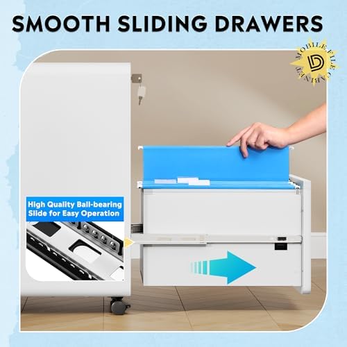 DEVAISE 2 Drawer File Cabinet with Lock, Fully Assembled Except Casters - Image 6