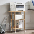 YUFAM 3 Tier Home Printer Stand with Storage, Natural - Image 3