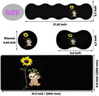 Large Gaming Mouse Pad, Keyboard Wrist Rest pad + Mouse Wrist pad + Coaster Set Extended Waterproof Non-Slip Table mat Suitable for Home Office Learning Games - Sunflower and Sloth - Image 6
