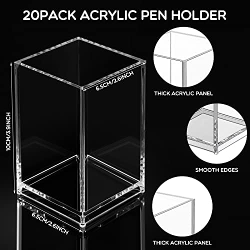 Crtiin 20 Pcs Acrylic Pen Holder Pencil Cup Desk Organizer, Clear - Image 2