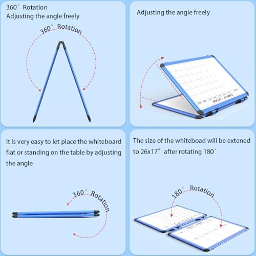 4 Sided Foldable Whiteboards Calendar, 17"x13" Desktop Whiteboard, Integrating with Monthly and Weekly Planner, Multi-Functional Whiteboard Suitable for Home, School and Office. - Image 3