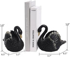 Swan Decorative Bookends,Resin Book Ends for Shelves,Unique Black Book Holders,Heavy Duty Swan Decor for Home Office Desk Bookshelf,Set of 2,Gifts for Anniversary - Image 3
