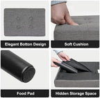 CAROLMADE Footstool Ottoman with Legs, Linen Small Foot Rest Under Desk, Ottoman with Storage for Living Room, Bedroom, Entryway Grey - Image 5