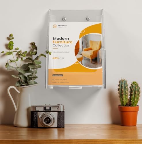 FUCDTEFC 2 Pack Acrylic Brochure Holder 8.5x11 & 4 x9 Inches, Clear 4 Tier Magazine Holder Brochure Display Stand w Removable Divider, Literature Pamphlet Flyer Holder for Wall Mount or Countertop - Image 7