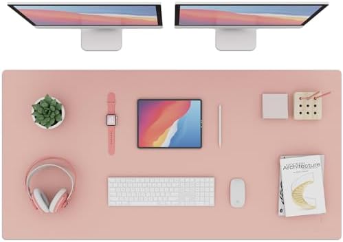 K KNODEL Extra Large Desk Mat, Leather Mouse Pad (47.2"x23.6", Pink) by GoogleFiber