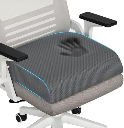 TranquilRelax XL Memory Foam Seat Cushion for Office Chair, 3.35-Inch, Gray by Unknown