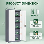 Letaya Metal Garage Storage Cabinets with Lock Door and Adjustable Shelves, Steel Tool Cabinets for Home,Office,Warehouse Organisieren (Gery White, 72" H) - Image 3