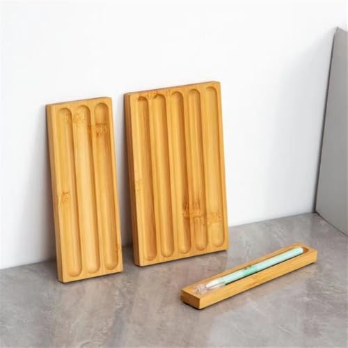 Pen holder Organizer of Office desks,Walnut Desk Pen Stand,Wave Pen Tray Accessory,Teacher Gifts,Suitable for School,Home,Desktop Art Accessories (Log, 5 Grid) - Image 4