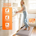 1-Inch Thick Anti-Fatigue Mat for Kitchen and Standing Desk, 20"x32", Khaki - Image 5