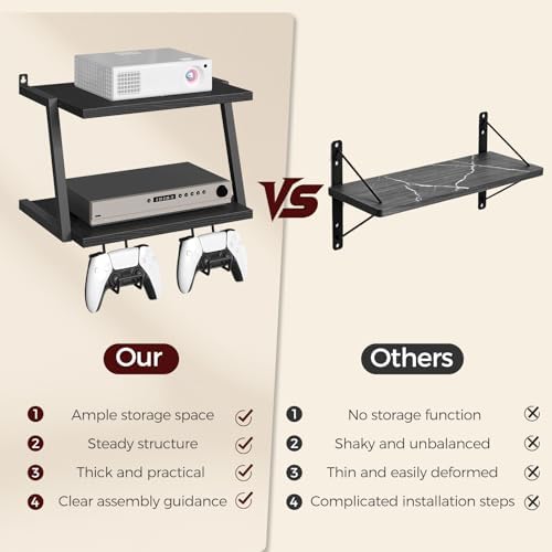 MAHANCRIS Floating TV Shelf, 2 Tier Projector Shelf for DVD Players - Image 3