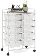 LDAILY 10 Drawer Rolling Cart, Storage Cart Organizer on Wheels, Drawer Cart with Metal Frame & Large Storage Capacity, Rolling Cart with Drawers for Living Room Classroom, Office by LDAILY