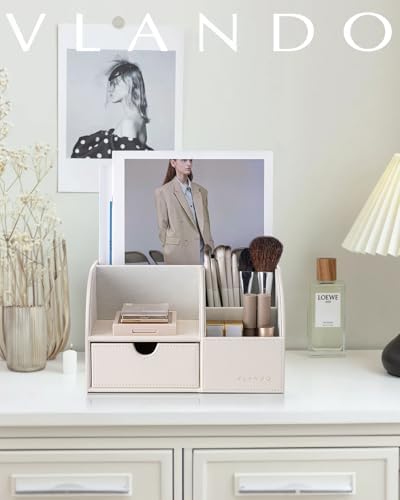 VLANDO PU Leather Desk Organizer with Drawer,6 Compartments - Image 6