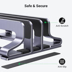 UGREEN 3-Slot Vertical Laptop Stand Holder Desk Compatible with MacBook Pro Air Laptop Stand Desktop Adjustable, Lenovo Ideapad, Surface Book, HP Notebook, Dell Chromebook Up to 17.3 Inch, Space Gray - Image 5