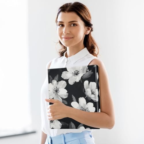 3 Ring Binders 1.5 Inch Clear View Three Ring Binders Versatile Black White Flowers Binder for Work School Office Supply 1 Pack - Image 6