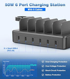 50W Fast Charging Station, 6 Port Charging Station for Multiple Devices - Image 3