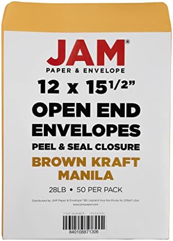 JAM PAPER 12 x 15 1/2 Open End Catalog Recycled Envelopes with Peel and Seal Closure - Brown Kraft - 100/Pack - Image 6