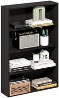 Furinno Basic Book Shelf, 4-Tier Bookcase with Open Shelf, Bookshelf, Cube Storage Organizer, 6 x 24 x 35, for Living Room, Bedroom, Home Office, Espresso by Furinno-FitsYourSpaceFitsYourBudget