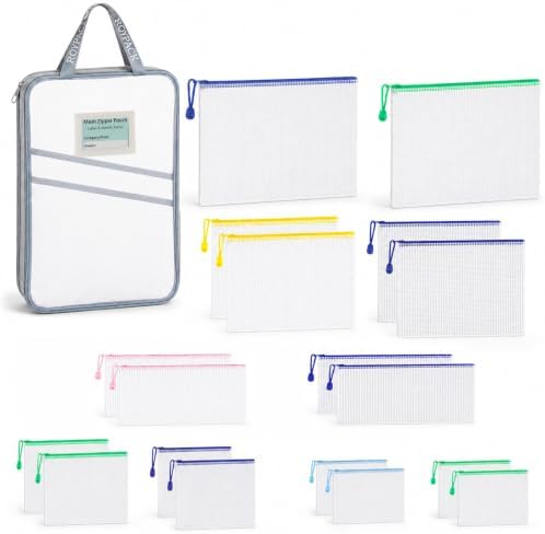 19pcs Mesh Zipper Pouches with Organizer Bag, 5 Sizes Zipper Bags by ROYPACKStorageSolutions
