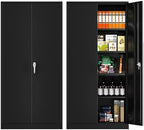 Superday 72" Lockable Steel Storage Cabinet, Locking Metal Storage Cabinets, Tall Black Cabinet with 2 Doors and 4 Adjustable Shelves for Garage, Home Office, Classroom, Pantry, File, Easy Assemble by SuperdayMetalFurniture