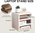 Solid Wood Monitor Stand Riser & Laptop Stand Desk Organizer - Office Accessories for PC Workspace, Computer Organization, Countertop Hutch Flamed Wood Combination 1 - Image 3