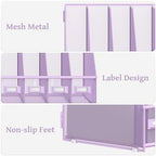 SUPEASY Desk Organizers Metal Desk Magazine File Holder with 5 Vertical Compartments Rack File Organizer for Office Desktop, Classroom, Home Workspace, Purple - Image 4
