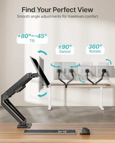 Dual Monitor Arm for Up to 32 Inch Screens, Heavy Duty Monitor Mount - Image 3