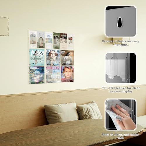 Acrylic Brochure Pamphlet Holder, 6 Magazine Holders and 6 Pamphlet Holders, Clear Brochure Display Stand Wall Mount, Trifold Flyer Rack, Literature Storage Rack for Home, Offices, Waiting Room - Image 3