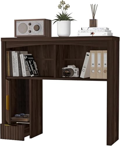 Desktop Shelf, Wooden Desk Hutch with Storage, Desktop Bookshelf - Image 6