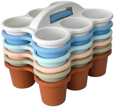 6 Pack Plastic Classroom Caddy Organizer with Handle, 6 Compartment, Boho by RAUVOLFIA