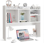 Nova Microdermabrasion Wooden Desktop Bookshelf with 6 Shelves–3-Tier Desk Organizer Hutch for Computer Desk, Home or Office (White) by NovaMicrodermabrasion