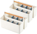 2 Pack Art Caddy Organizer Portable,Marker Box, Large Pen Holder for Desk, Art Supply Storage Bin with Adjustable Dividers for Colored Pencils,Markers,Craft Organizers (Blue Divider) by Cocheetah