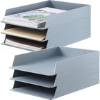 Wenqik Gray Letter Trays Stackable, 6 Pcs Plastic Desk Organizer by Wenqik
