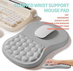 2-in-1 Ergonomic Set, Wave Rise Keyboard Wrist Rest and Massage Bulge Slope Mouse Pad Wrist Support, Cushion Memory Foam Integrated to Relieve Wrist Pain, Silver Gray - Image 3