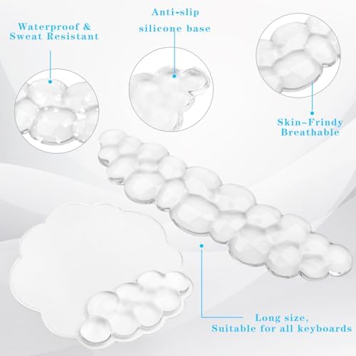 Gel Cloud Keyboard and Mouse Wrist Rest, Cute Wrist Support and Arm Support Rest for Typing Pain Relief，Suitable for Office/Computer/Laptop/Gaming Set-White - Image 3
