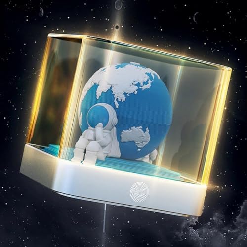 Time Piece Calendar, 2027 Desk Calendar with LED Light, 3D Tear-Away Paper Carving Art Memo Pad Notepad Gift for Christmas Housewarming Desktop Decoration(with Calendar & Light) - Image 3