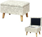 lumizone Small Ottoman with Storage Foot Rest Foot Stool Print-Beige by Lumizone