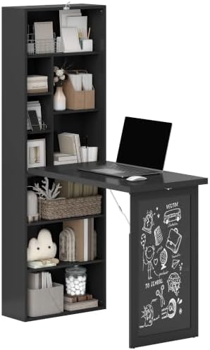 HOMCOM Foldable Convertible Writing Table Computer Desk, Black by HOMCOM