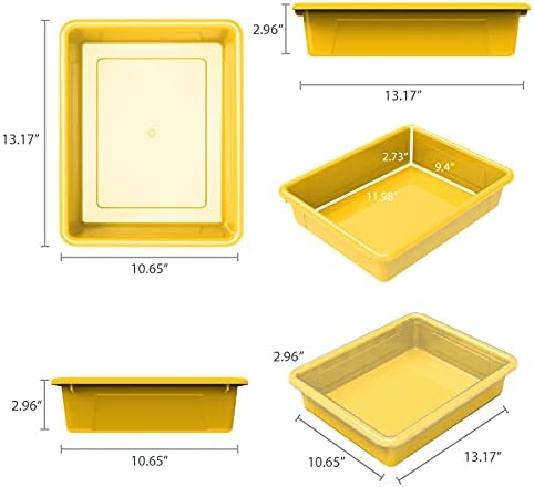 Storex Letter Size Flat Storage Tray – Organizer Bin for Classroom, Office and Home, Yellow, 5-Pack (62519U05C) , 10 x 13 x 3 Inches - Image 6