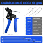 157PCS Heavy Duty 304 Stainless Steel Cable Tie Gun Kit, Includes 150PCS Metal Zip Ties(3 Sizes), Self-Locking, UV & Corrosion Resistant, for Fence, Exhaust Pipe, Chicken Coop, Farm Use - Image 2