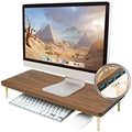 Monitor Stand with 4 USB Ports Walnut Wood Riser for iMac Laptop Computer Monitor – A Sturdy Computer Stand to Elevate Your Screen and Reduce Eye Strain and Maintain Body Position by CRAFTKITTIES