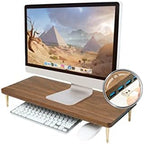 Monitor Stand with 4 USB Ports Walnut Wood Riser for iMac Laptop Computer Monitor – A Sturdy Computer Stand to Elevate Your Screen and Reduce Eye Strain and Maintain Body Position by CRAFTKITTIES