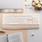 MPTOG Bluetooth Computer Wireless Keyboard with Wrist Rest (Khaki White) - Image 2