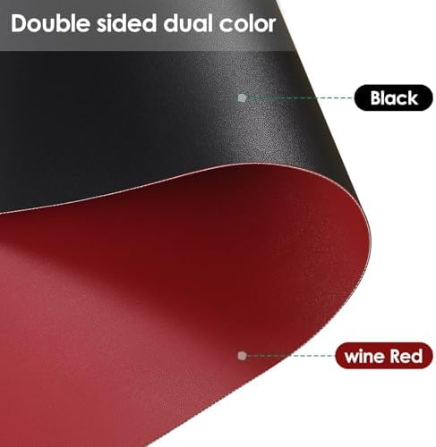 Round Table Cover - Can Be Used On Both Sides Waterproof and Easy to Clean Good Flatness Used for Dining Table(Black+Wine Red Dia.42Inch) - Image 2
