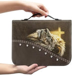 Floral Bernese Mountain Dog Pattern Bible Cover for Men Soft PU Leather Verse Print Bible Carrying Case Large Capacity Book Organizer with Top Handle Gifts for Christians - Image 3