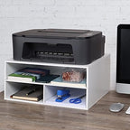 EMERIT Printer Stand for Desk - 2 Tier Desktop Printer Stand with Paper Storage, Printer Riser Organizer for Home Office, Holds up to 30 lbs, White - Image 6