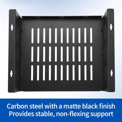 Under Desk Storage Shelf, 12"x11" Vented Steel Desk Add-On Tray for Small Form Factor SFF Computers Laptop, Compatible with PlayStation 4 PS4 Pro PS4 Slim - Image 7