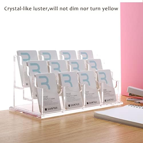 SANRUI Vertical Acrylic Business Card Holder for Desk, 3 Tier 12 Slot - Image 3