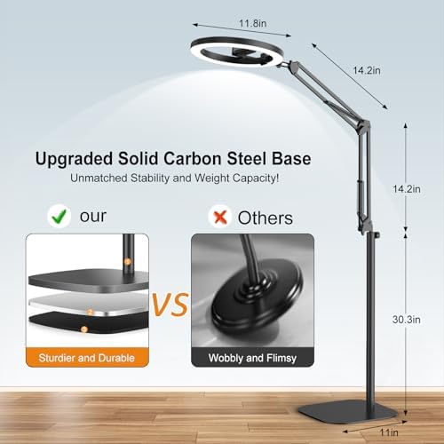 Latest Ring Light with Stand Tripod for iPhone, Overhead Phone Camera Mount with Light and Phone Holder Stand for Recording, 10” Selfie Light for Video,Streaming,Photography, Tiktok, YouTube - Image 5