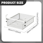 under Desk Drawer Basket Clamp on Container Saving Mesh Metal Desk Attachment File Holder Slide Out Organizer, White S - Image 3
