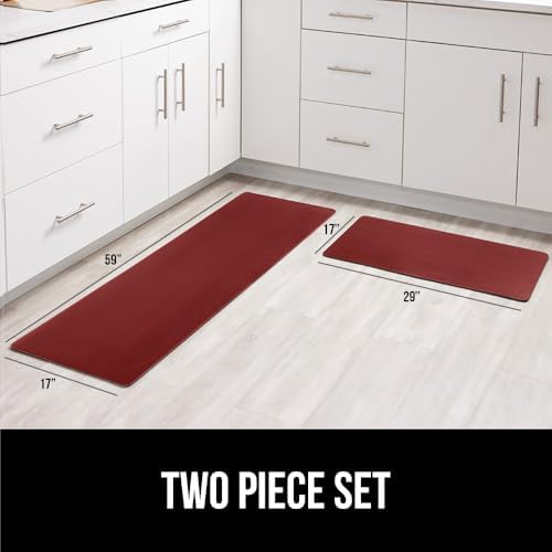 GORILLA GRIP Cushioned Kitchen Mats for Floor, 2 PK, 17x29+17x59, Red - Image 6